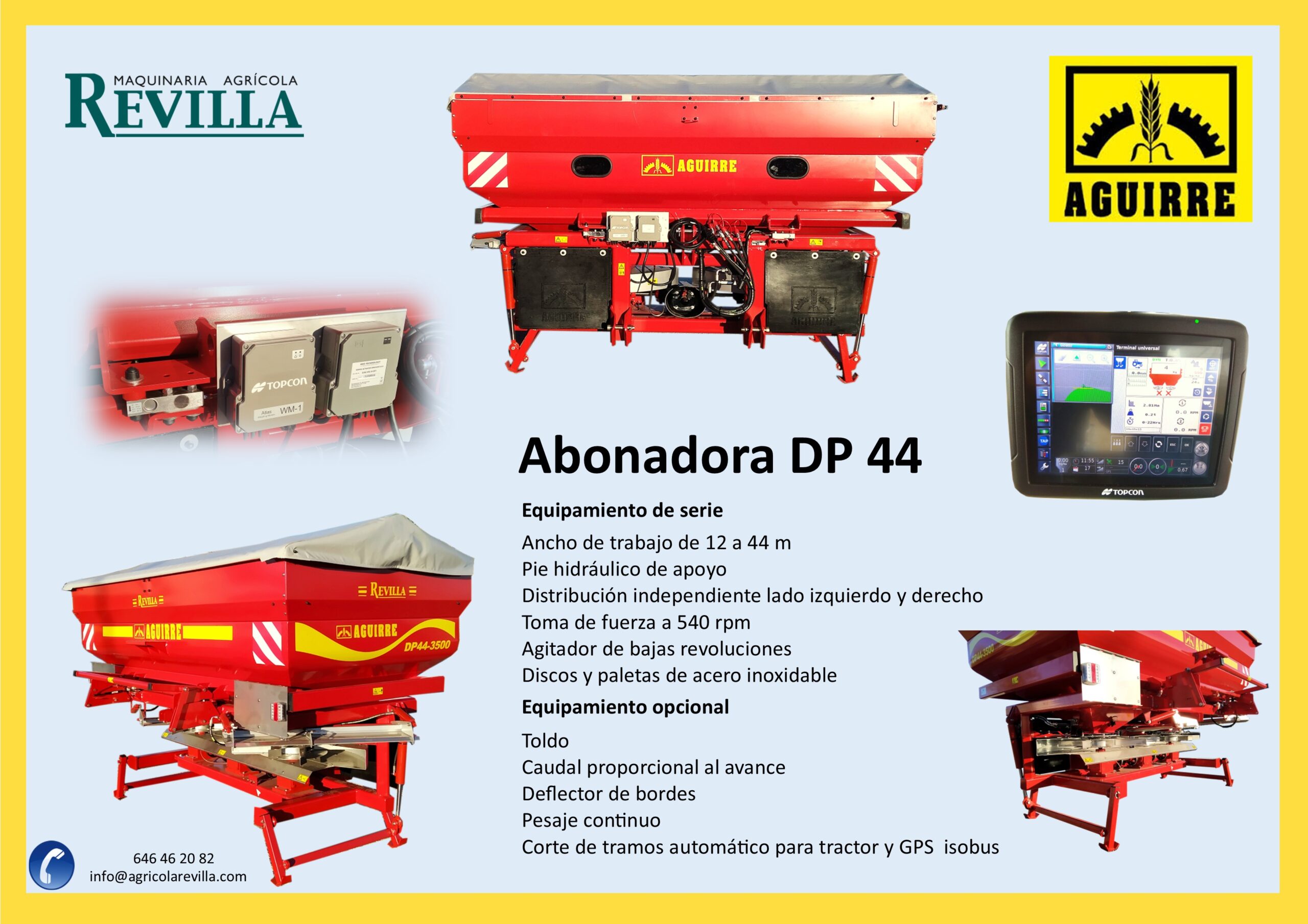 Abonadora suspendida de dos platos de 4.000 kg marca AGUIRRE, modelo DP 44 4000